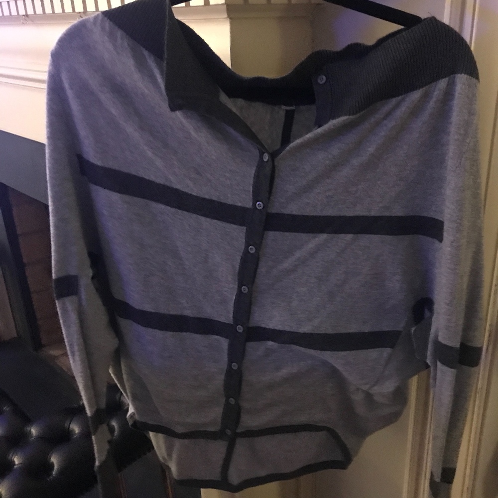 Lululemon Stripe Cardigan Gray/Dark Gray - Size M?